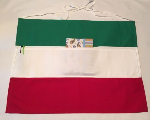 Waitress Waiter Server Mexican/ Italian Flag Waist Apron, 100% American Made