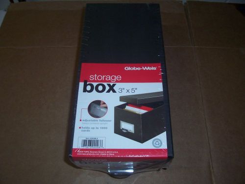 Globe-Weis Fiberboard Index Card Storage Box, 3 x 5 Inches, Solid Black 3X5BLA