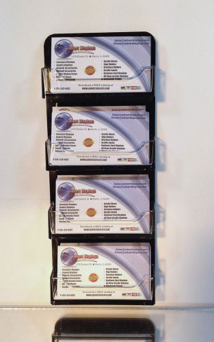 4 Pocket Horizontal Wall Mount Business Card Holder with Clear plastic pockets