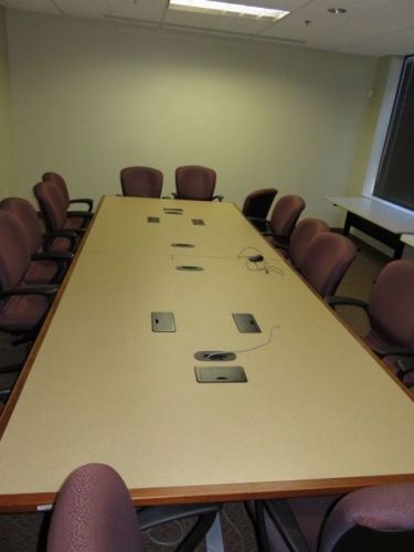 CONFERENCE TABLE WITH DATA PORTS &amp; ELECTRICAL OUTLETS