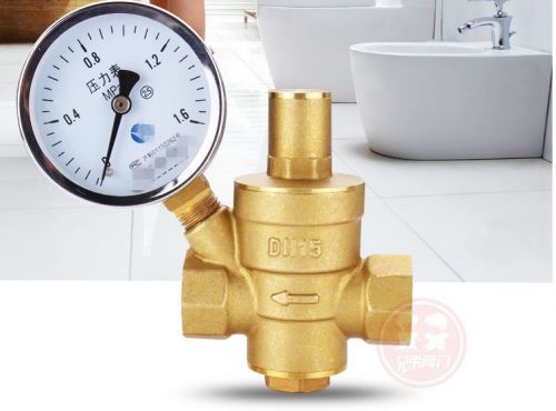 1 1/2&#034;Full Brass Water Pressure Reducing Valve Line Relief Valve With Guage New