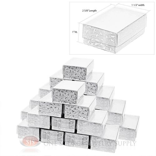 25 silver view top cotton filled jewelry gift boxes 2 5/8&#034; x 1 1/2&#034; for sale