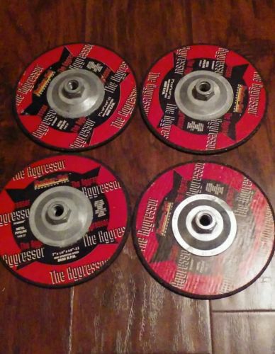 Lot 4 metal pipeline grinding cutting wheel disk w hub 7&#034;x1/4&#034;x 5/8&#034;-11 type 27 for sale
