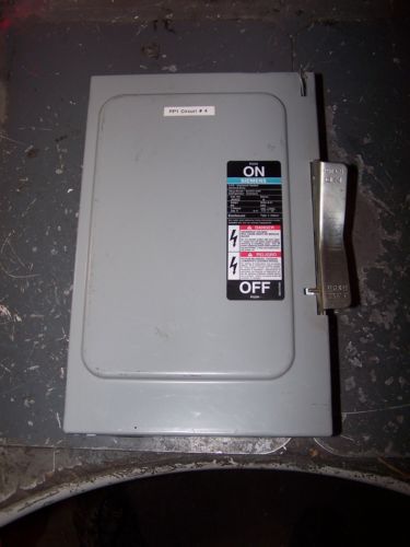 SIEMENS 60 AMP FUSED SAFETY SWITCH 240 VAC 15 HP 3 PHASE JN422