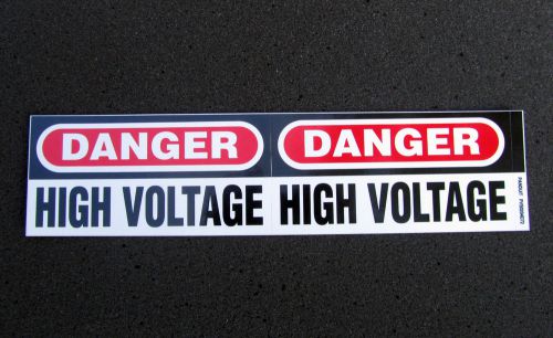 Two danger high voltage vinyl decal, sticker, safety label 4.5&#034; x 2.25&#034; for sale
