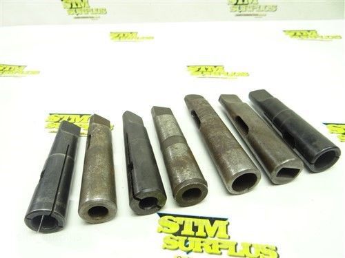 Assorted lot of 7 hss 1mt to 3mt taper shank drill sleeves scully-jones collis for sale
