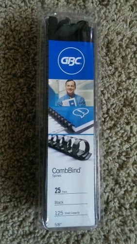 GBC 5/8 &#034; Black Plastic Spine Comb Binders (125 sheet capacity)  20-pack