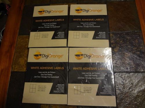4 Pack Digi Orange White 516 Adhesive Labels Laser/Inkjet Printers 4.25&#034; x 5.5&#034;