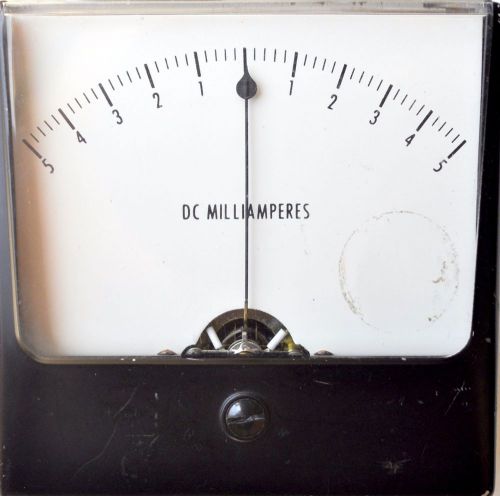 Simpson Wide-Vue Panel Meter Model 1327 DC Milliammeter 5-0-5 Millamps 3-1/2&#034;