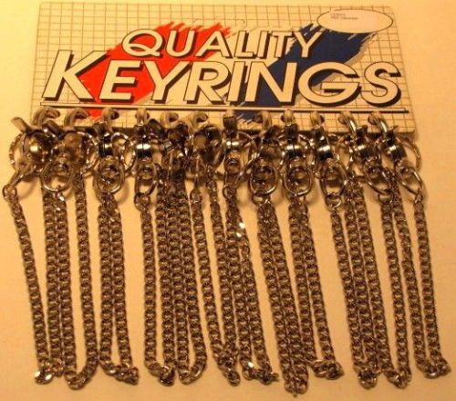 Lot of 12 New Metal Link Chains with Trigger Snaps Key Rings