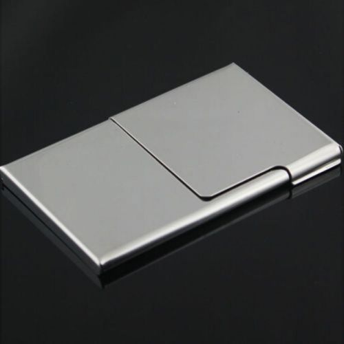 Business Name Credit ID Card Holder Box Metal Stainless Steel Pocket Box Case #
