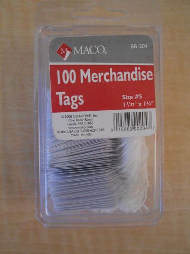 MACO MERCHANDISE TAGS #BB-201 100 COUNT SIZE #5  1 3/32 X 1 3/4