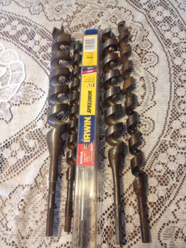 5 long shank boring drill bits, 7/8&#034; (2) 1 1/8&#034; 1 1/2&#034; 1 7/8&#034;, new &amp; used.irwin for sale