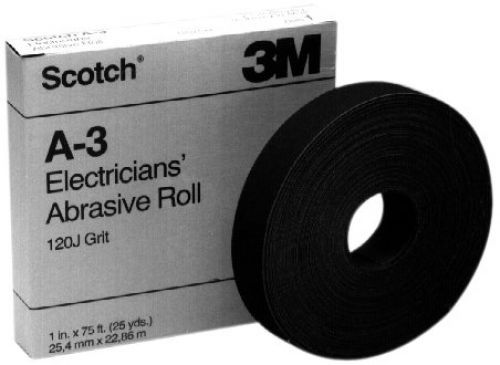 Scotch Electrician&#039;s Abrasive Roll A-3, Aluminum Oxide, 1&#034; Length x 25yd Width,