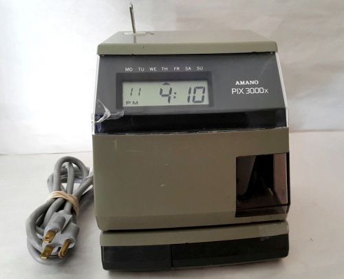 Amano Pix 3000x Electronic Time Recorder Clock Machine With Key And New Ribbon