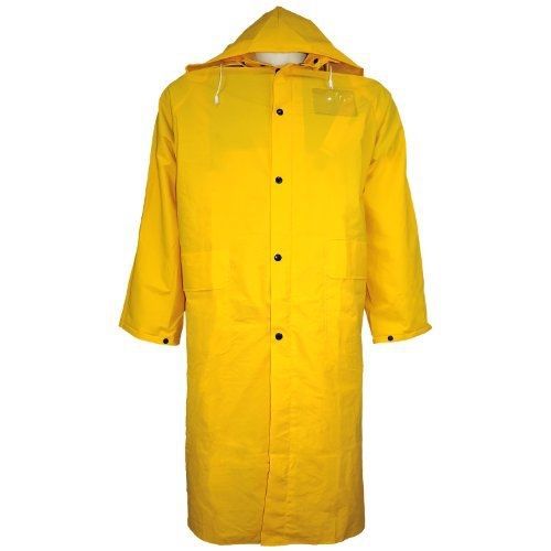 Global Glove RCB89 PVC Raincoat with Detachable Hood and Badge Holder, 49&#034;