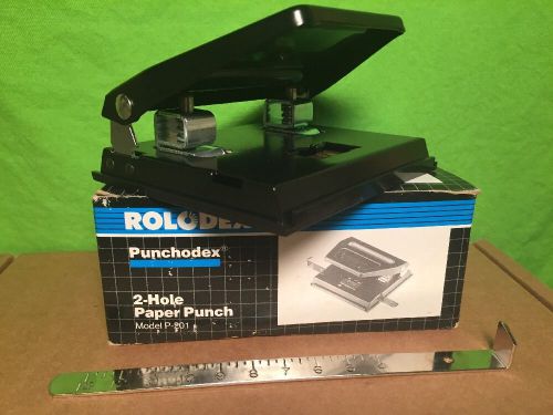 Rolodex Adjustable Two Hole Paper Punch Punchodex No. P-201 Black USA Vintage