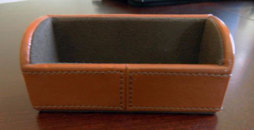 BUSINESS CARD HOLDER, BROWN LEATHER