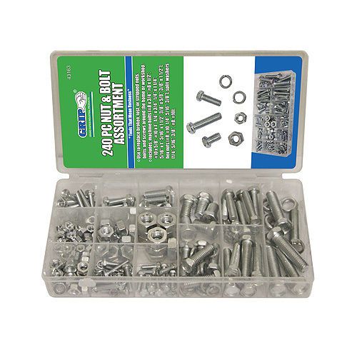 Nut &amp; bolt assortment 240pc sae machine screws nuts and bolts free shipping for sale