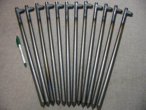 12 pack of 18&#034; long steel stakes,spikes or pegs. Heavy Duty USA!   62518HNP12