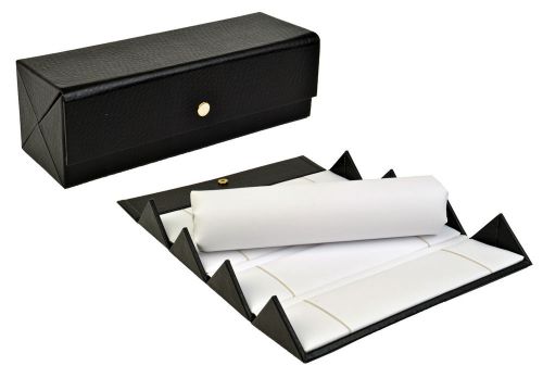 Jewelry Box Storage Travel Case Fold Black Leatherette Men Gift Watch LARGE