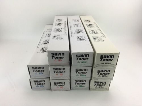 Savin Toner for Copier 7015 7015RE Lot of 11 (3blk,3grn,3red,2bl) Part# 7810 NEW
