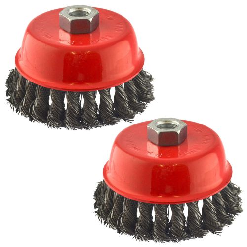 (2pcs) 3&#034; x 5/8&#034; 11 NC FINE Knot Wire Cup Brush For Angle Grinders Knotted Wheel