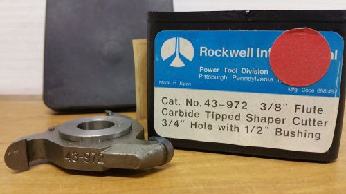 ROCKWELL 43-972 3/8&#034; FLUTE CARBIDE TIPPED SHAPER CUTTER ** BRAND NEW OLD STOCK**