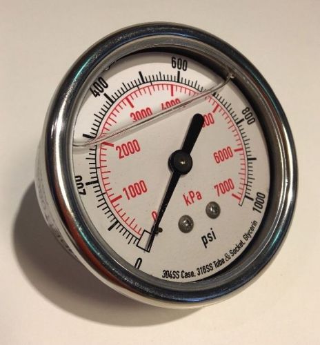 NEW Grainger 1000 Psi pressure gauge 4CFU3, liquid filled