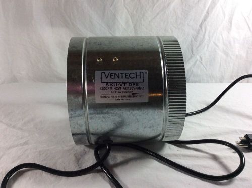 Ventech df8 8&#034; inch duct booster inline blower fan cooling air 400 cfm 120v/60hz for sale