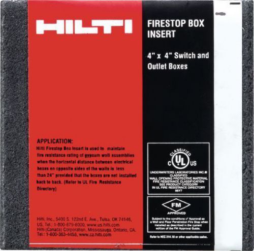 Hilti Firestop box insert 4&#034; x 4&#034; 50 pack Item # 3417183