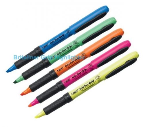 2set x 5pcs Bic briteliner Highlighter 3 mm Pen Set Yellow Green Pink Oange Blue