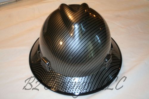Msa v-gard hard hat w/fas-trac ratchet d carbon fiber hydro print osha/csa for sale