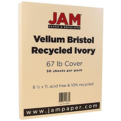 JAM Paper? 8 1/2 x 11 Vellum Cover - 67 lb Ivory Cardstock - 50 Sheets per Pack
