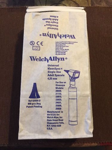 Welch allyn otoscope kleenspec adult specula 4.25mm #52434-u new bag of 850 for sale