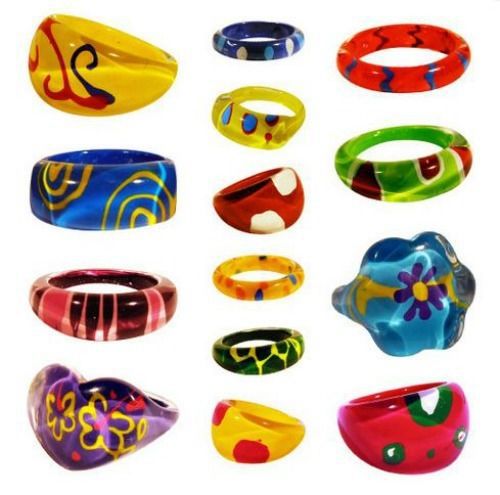 1&#034; ACRYLIC RINGS Colorful Unique Jewelry 250 Count w/ Display Vending, Party