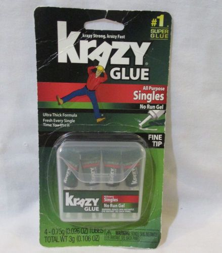 Lot Of 2 Krazy Glue All Purpose Singles No Run Gel Fine Tip - Super Glue