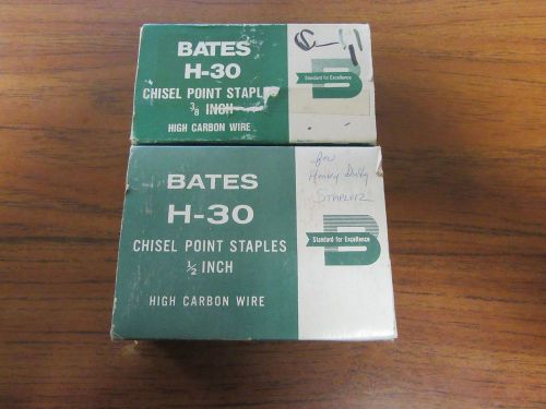 *Lot Of 2* Bates H-30 1/2&#034; &amp; 3/8&#034; Chisel Point Staples