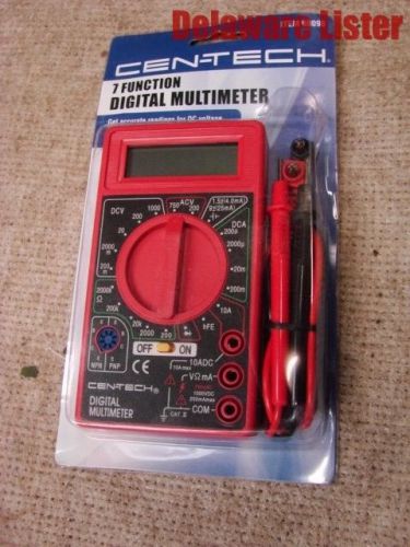 *CEN-TECH 7 FUNCTION DIGITAL LCD MULTIMETER TESTER, READS: VOLTS/AMPS/OHMS