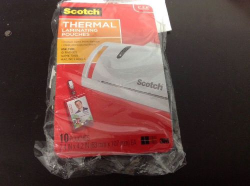 Scotch Thermal Laminating Pouches, 2.4 x 4.2-Inches, ID Badge(TP5852-100)NEW AOI