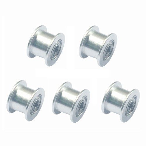 Atwobic 5Pcs Aluminum 3mm Bore Toothless Idler Timing Belt Pulley Dual Ball