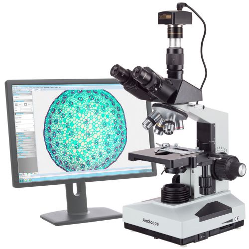 Amscope t490a-8m 40x-1600x lab clinic vet trinocular microscope with 8mp camera for sale