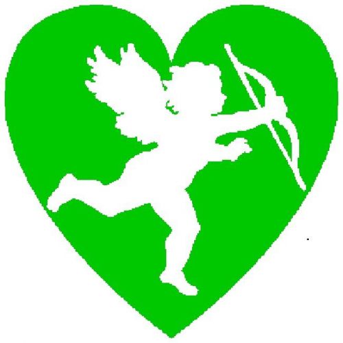 30 Custom Green Cupid Heart Personalized Address Labels