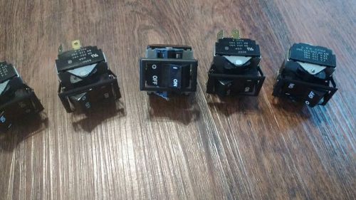 LOT of 5, 9250 Rocker Switches On/Off 3 Phase 3 Pole (15A 125VAC)-(7A 277VAC)