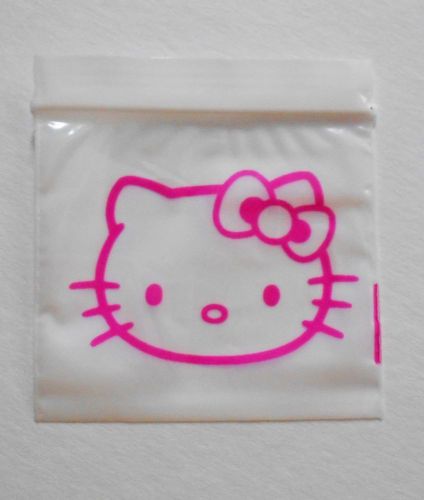 200 (Hello Kitty, Pink Cat) 2x2 Small Ziplock Baggies, 2020 Mini Poly Dime Bags
