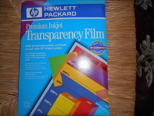HP Hewlett Packard Premium Inkjet Transparency Film 41 Sheets 8 1/2&#034; x 11 UNUSED