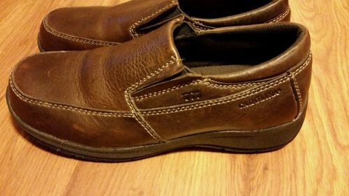 women&#039;s steel tos loafers, brown,  excellent condition, size 9 W safety