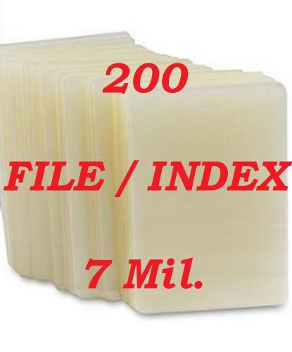 Laminating laminator pouches sheets 3-1/2 x 5-1/2 index card  200- pack 7 mil for sale