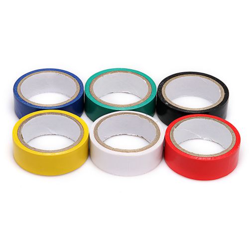 5/10/20/50 roll 6 color electrical pvc insulating tape 17mm (w) x 300mm (l) for sale