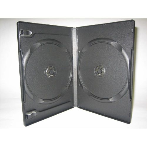100 black double 2 dvd case 14mm w booklet clips psd31 for sale